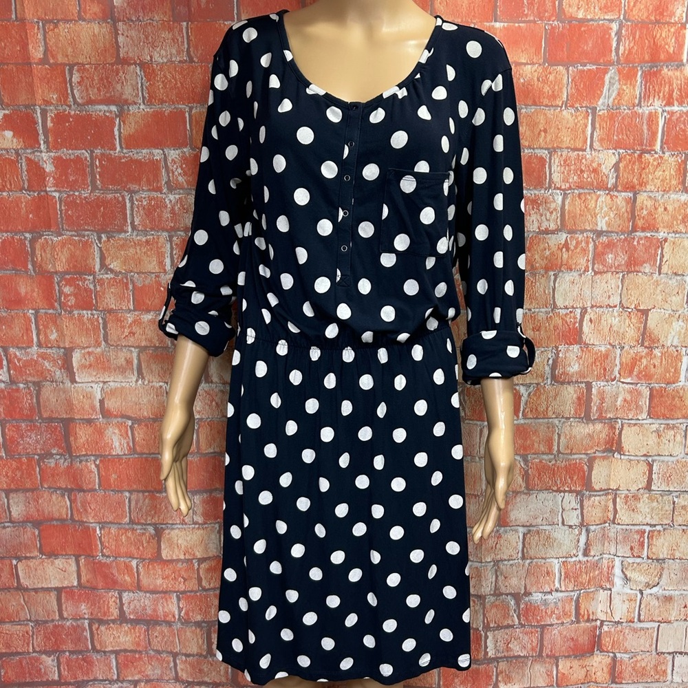 GAP Navy Polka Dot Henley Dress